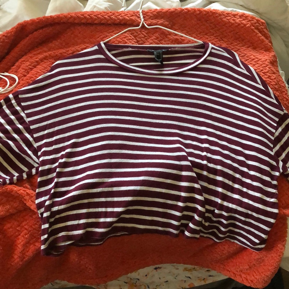 maroon striped tee